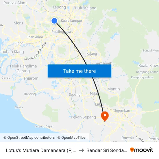 Lotus's Mutiara Damansara (Pj381) to Bandar Sri Sendayan map