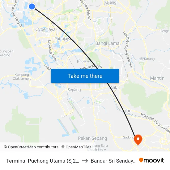 Terminal Puchong Utama (Sj237) to Bandar Sri Sendayan map