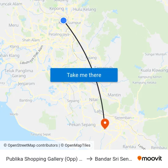 Publika Shopping Gallery (Opp) (Kl1016) to Bandar Sri Sendayan map