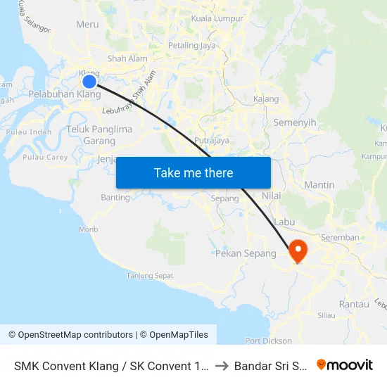 SMK Convent Klang / SK Convent 1 & 2 Klang (Bd53) to Bandar Sri Sendayan map