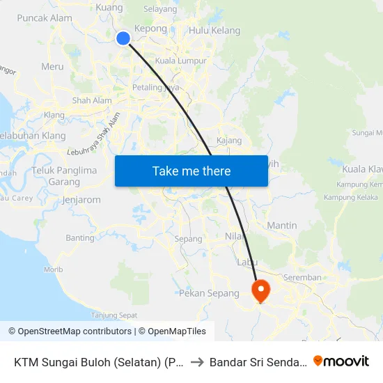 KTM Sungai Buloh (Selatan) (Pj587) to Bandar Sri Sendayan map