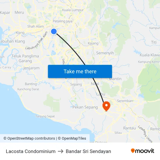 Lacosta Condominium to Bandar Sri Sendayan map