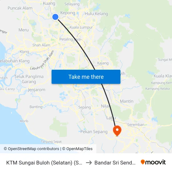 KTM Sungai Buloh (Selatan) (Sa898) to Bandar Sri Sendayan map