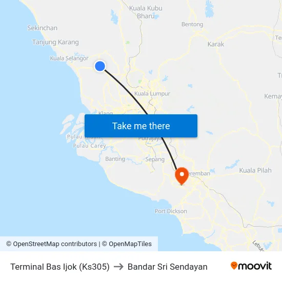 Terminal Bas Ijok (Ks305) to Bandar Sri Sendayan map