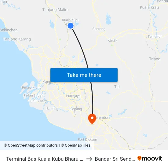 Terminal Bas Kuala Kubu Bharu (Hs170) to Bandar Sri Sendayan map