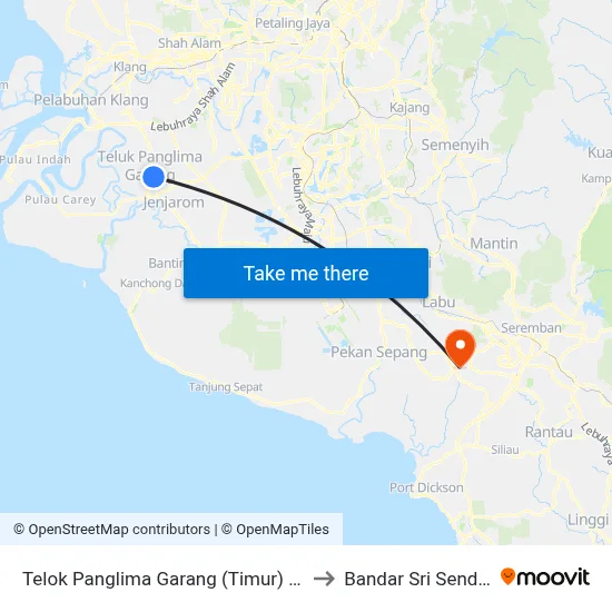 Telok Panglima Garang (Timur) (Lg173) to Bandar Sri Sendayan map