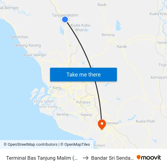 Stesen Bas Tanjung Malim (Pbp1) to Bandar Sri Sendayan map