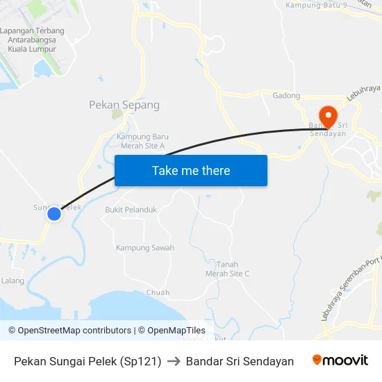 Pekan Sungai Pelek (Sp121) to Bandar Sri Sendayan map