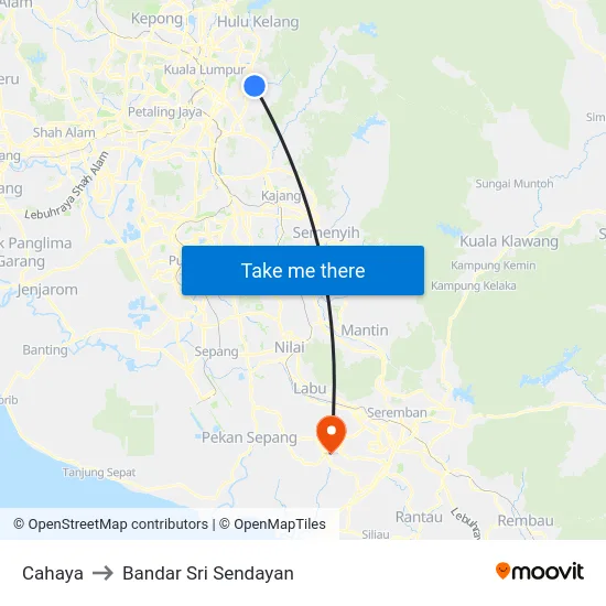 Cahaya to Bandar Sri Sendayan map