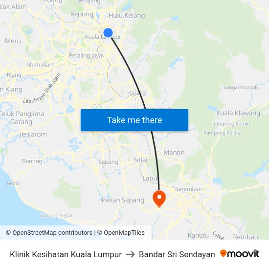 Klinik Kesihatan Kuala Lumpur to Bandar Sri Sendayan map