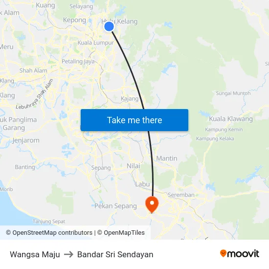 Wangsa Maju to Bandar Sri Sendayan map