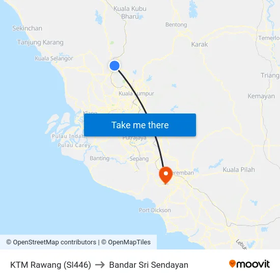 KTM Rawang (Sl446) to Bandar Sri Sendayan map