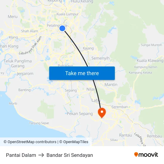 Pantai Dalam to Bandar Sri Sendayan map