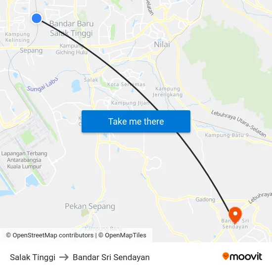 Salak Tinggi to Bandar Sri Sendayan map
