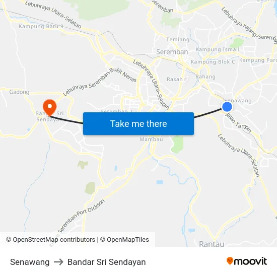 Senawang to Bandar Sri Sendayan map