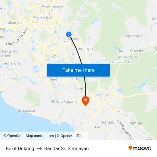 Bukit Dukung to Bandar Sri Sendayan map