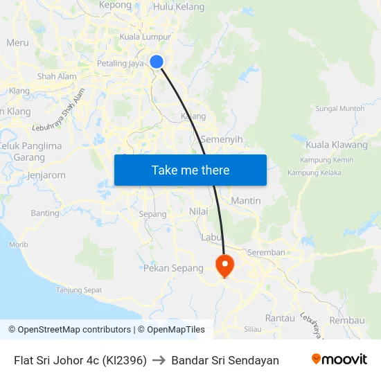 Flat Sri Johor 4c (Kl2396) to Bandar Sri Sendayan map