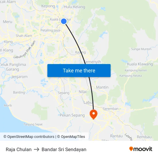 Raja Chulan to Bandar Sri Sendayan map