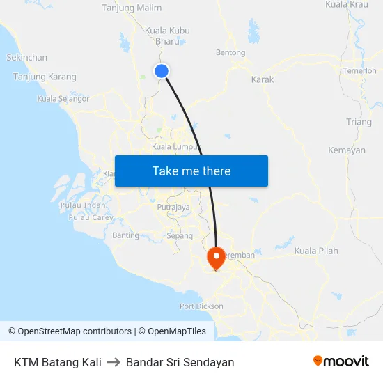 KTM Batang Kali to Bandar Sri Sendayan map