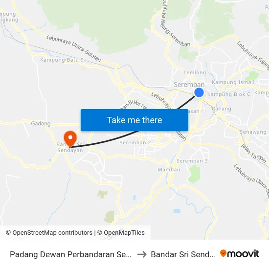 Padang Dewan Perbandaran Seremban to Bandar Sri Sendayan map