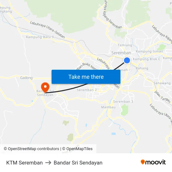 KTM Seremban to Bandar Sri Sendayan map