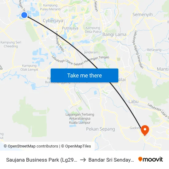 Saujana Business Park (Lg292) to Bandar Sri Sendayan map