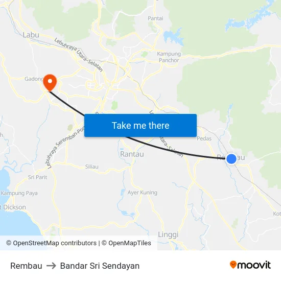 Rembau to Bandar Sri Sendayan map