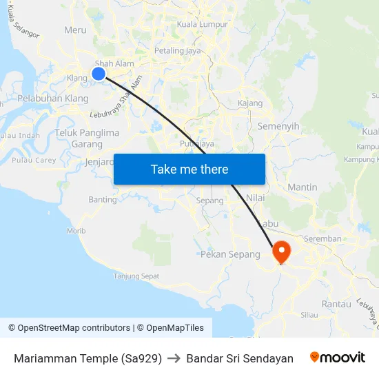 Mariamman Temple (Sa929) to Bandar Sri Sendayan map