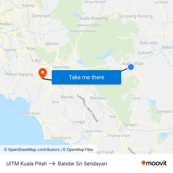 UITM Kuala Pilah to Bandar Sri Sendayan map