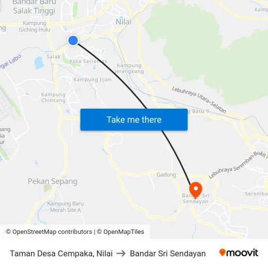 Taman Desa Cempaka, Nilai to Bandar Sri Sendayan map