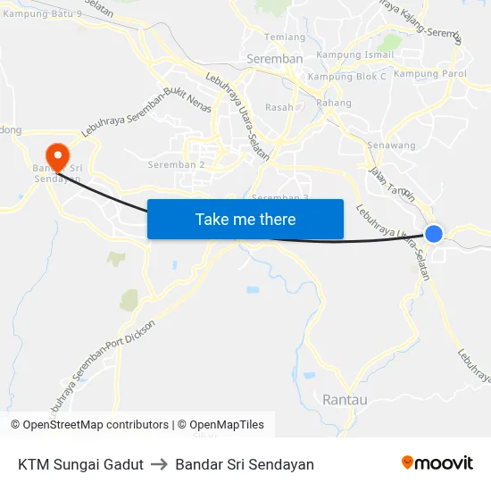 KTM Sungai Gadut to Bandar Sri Sendayan map