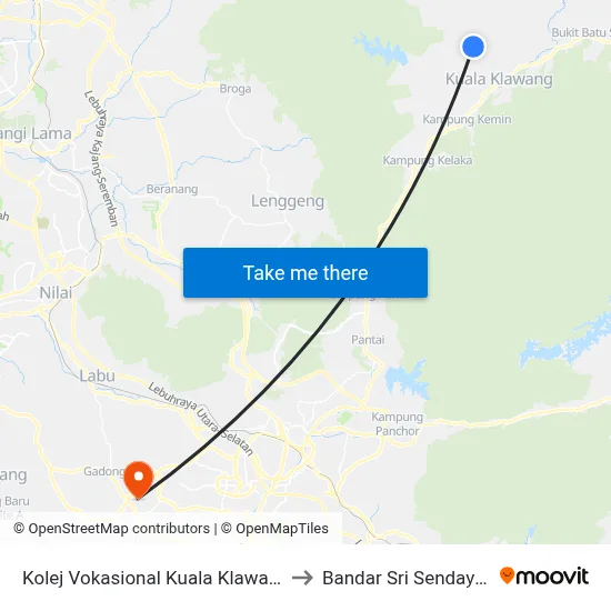 Kolej Vokasional Kuala Klawang to Bandar Sri Sendayan map