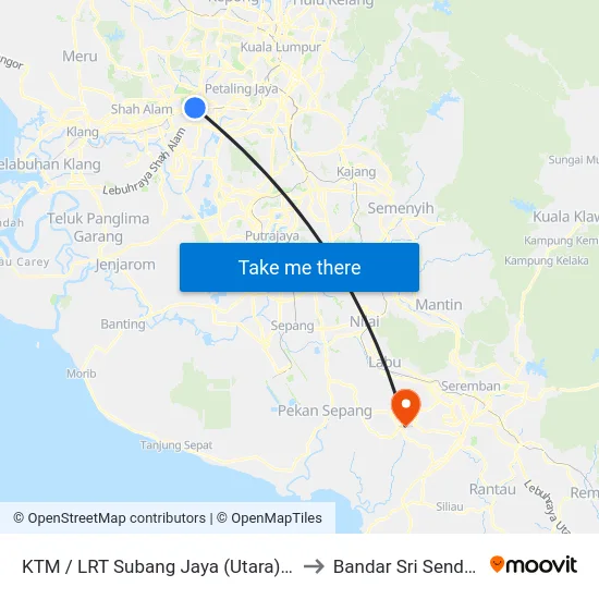 KTM / LRT Subang Jaya (Utara) (Sj63) to Bandar Sri Sendayan map
