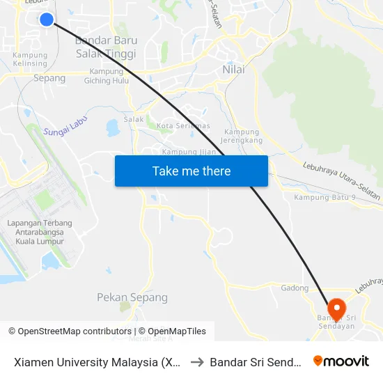 Xiamen University Malaysia (Xmum) to Bandar Sri Sendayan map