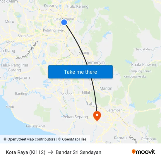Kota Raya (Kl112) to Bandar Sri Sendayan map