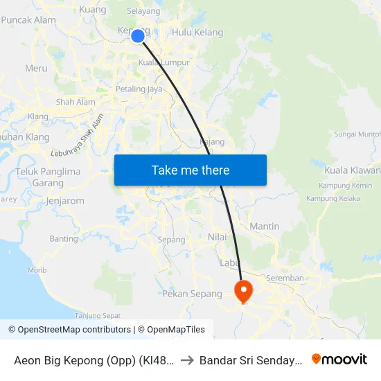 Aeon Big Kepong (Opp) (Kl485) to Bandar Sri Sendayan map