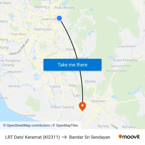 LRT Dato' Keramat (Kl2311) to Bandar Sri Sendayan map