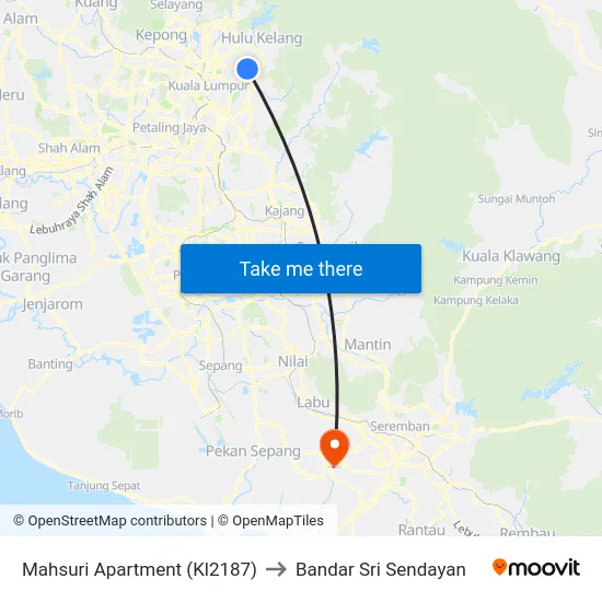 Mahsuri Apartment (Kl2187) to Bandar Sri Sendayan map