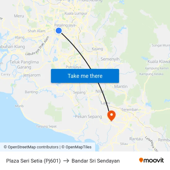 Plaza Seri Setia (Pj601) to Bandar Sri Sendayan map