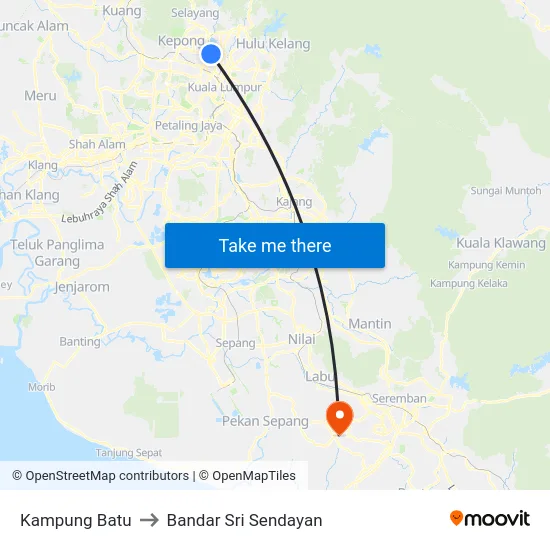 Kampung Batu to Bandar Sri Sendayan map