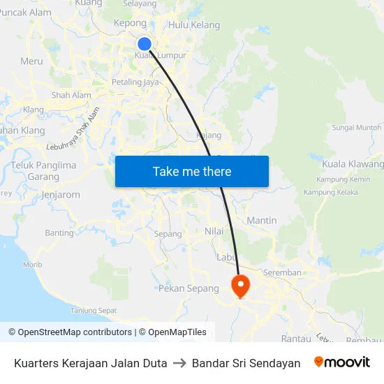 Kuarters Kerajaan Jalan Duta to Bandar Sri Sendayan map