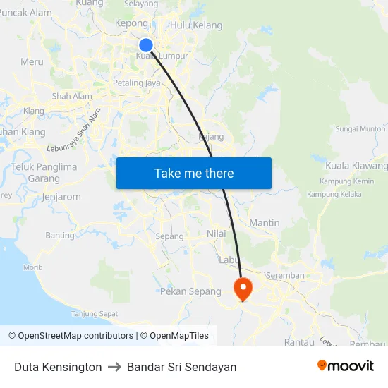Duta Kensington to Bandar Sri Sendayan map