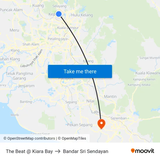 The Beat @ Kiara Bay to Bandar Sri Sendayan map