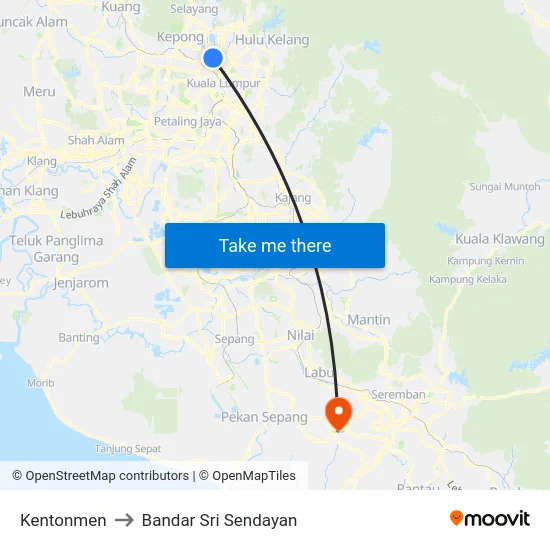 Kentonmen to Bandar Sri Sendayan map