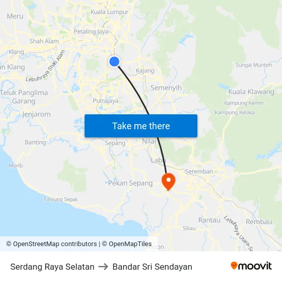 Serdang Raya Selatan to Bandar Sri Sendayan map