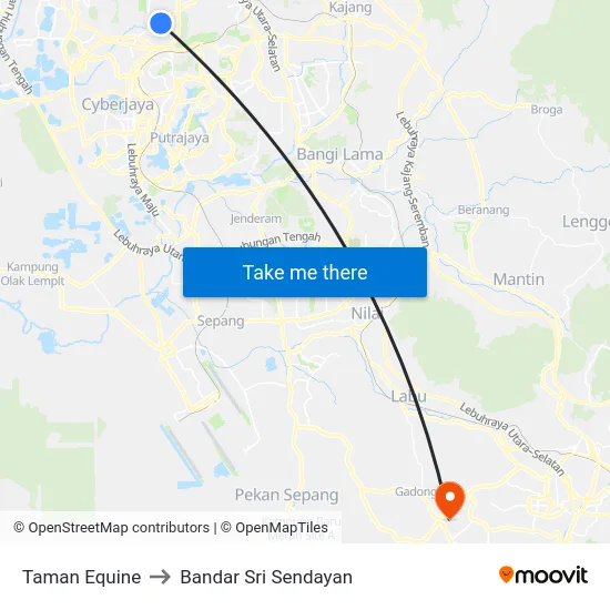 Taman Equine to Bandar Sri Sendayan map