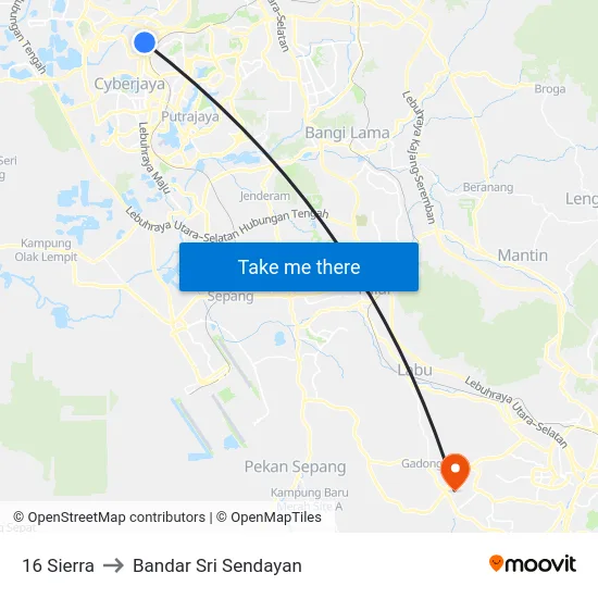 16 Sierra to Bandar Sri Sendayan map