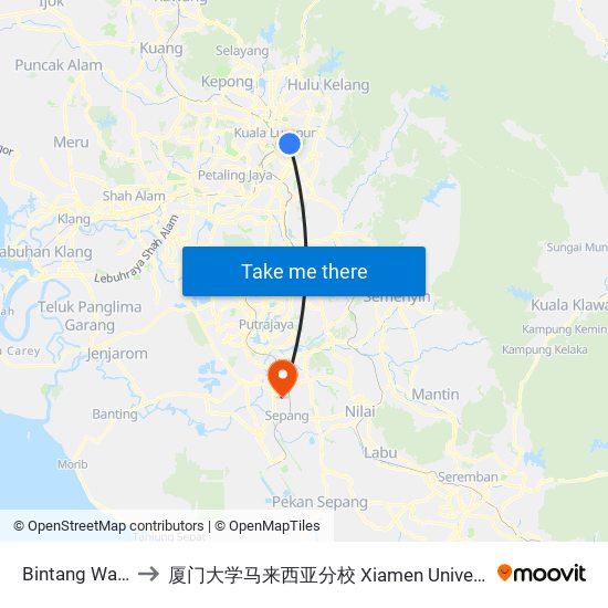 Bintang Walk (Kl85) to 厦门大学马来西亚分校 Xiamen University Malaysia Campus map