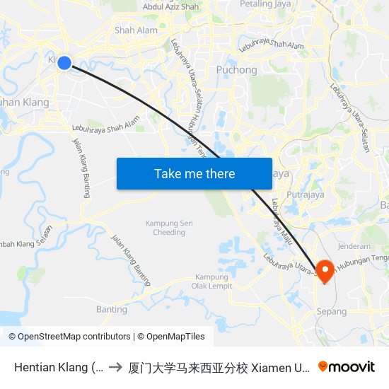 Hentian Klang (Bsn) (Bd580) to 厦门大学马来西亚分校 Xiamen University Malaysia Campus map
