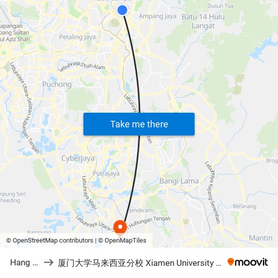 Hang Tuah to 厦门大学马来西亚分校 Xiamen University Malaysia Campus map
